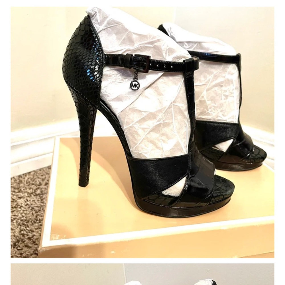 Michael Kors Black Peep-Toe Heels